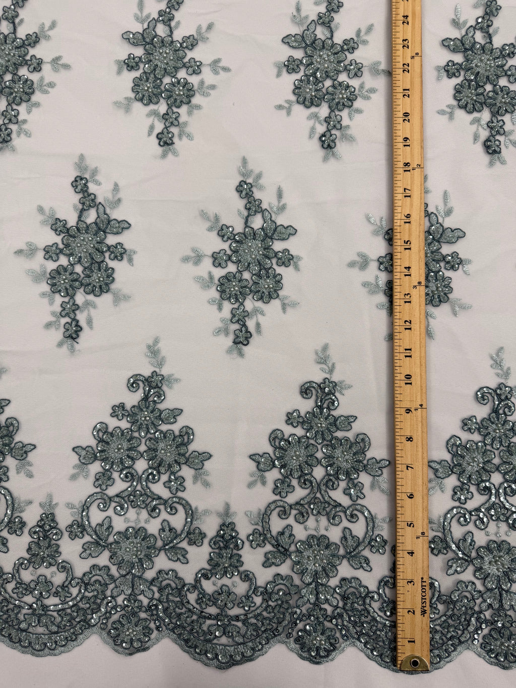 ML201 - Lace Fabric by Yard – 52" Beaded Mesh for Gowns, Tablecloth, Party Decor