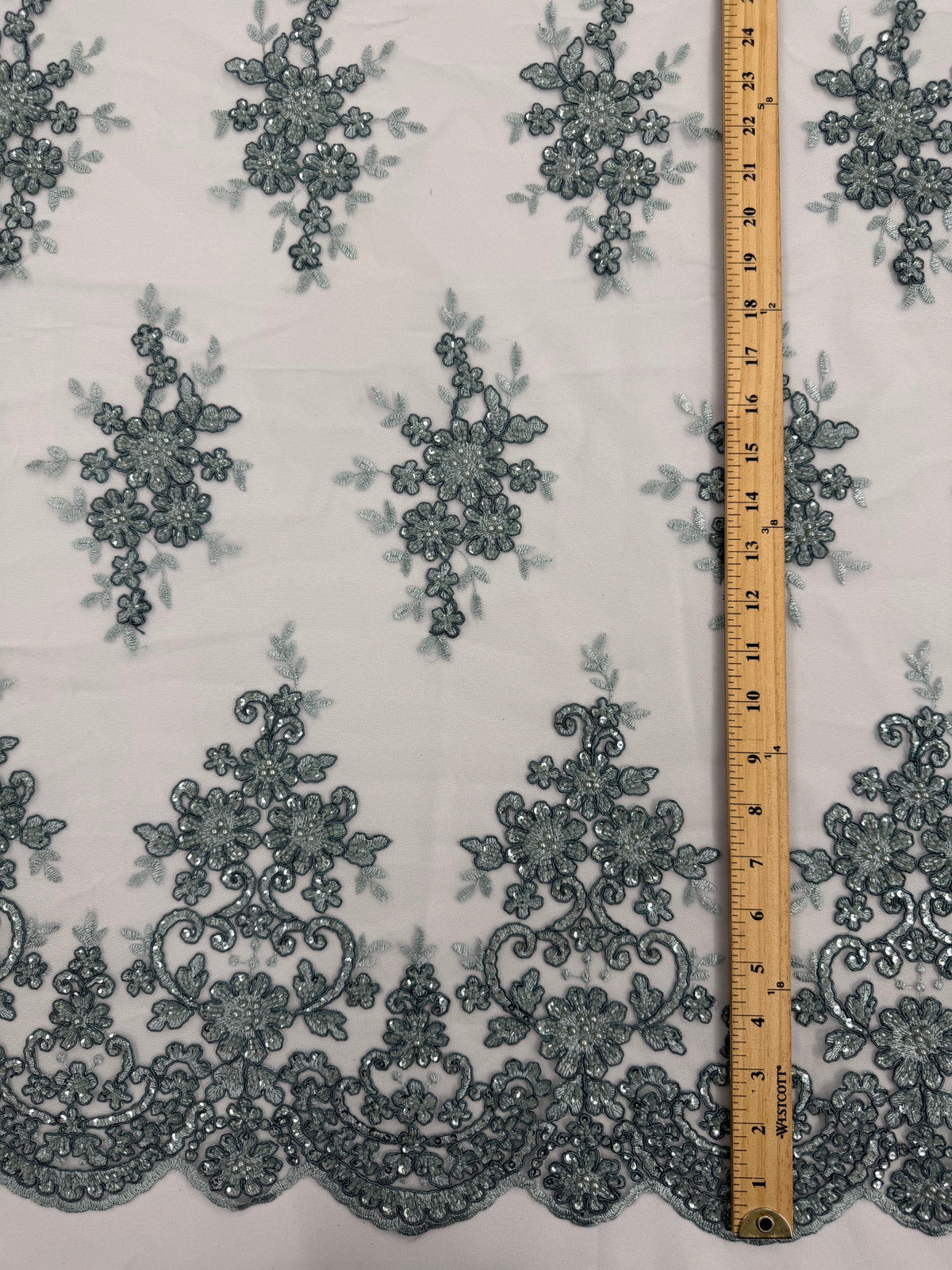 ML201 - Lace Fabric by Yard – 52" Beaded Mesh for Gowns, Tablecloth, Party Decor