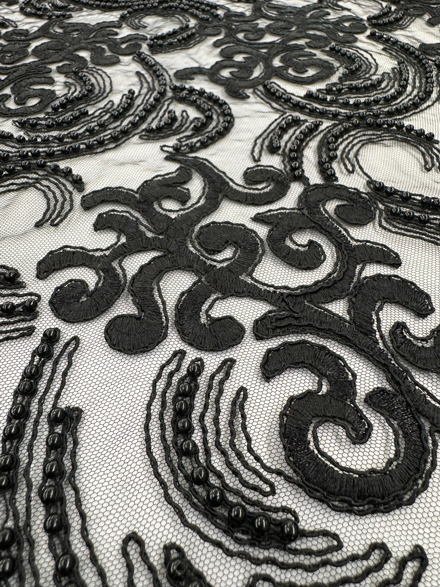 ML104 Embroidered, Corded and Beaded Lace