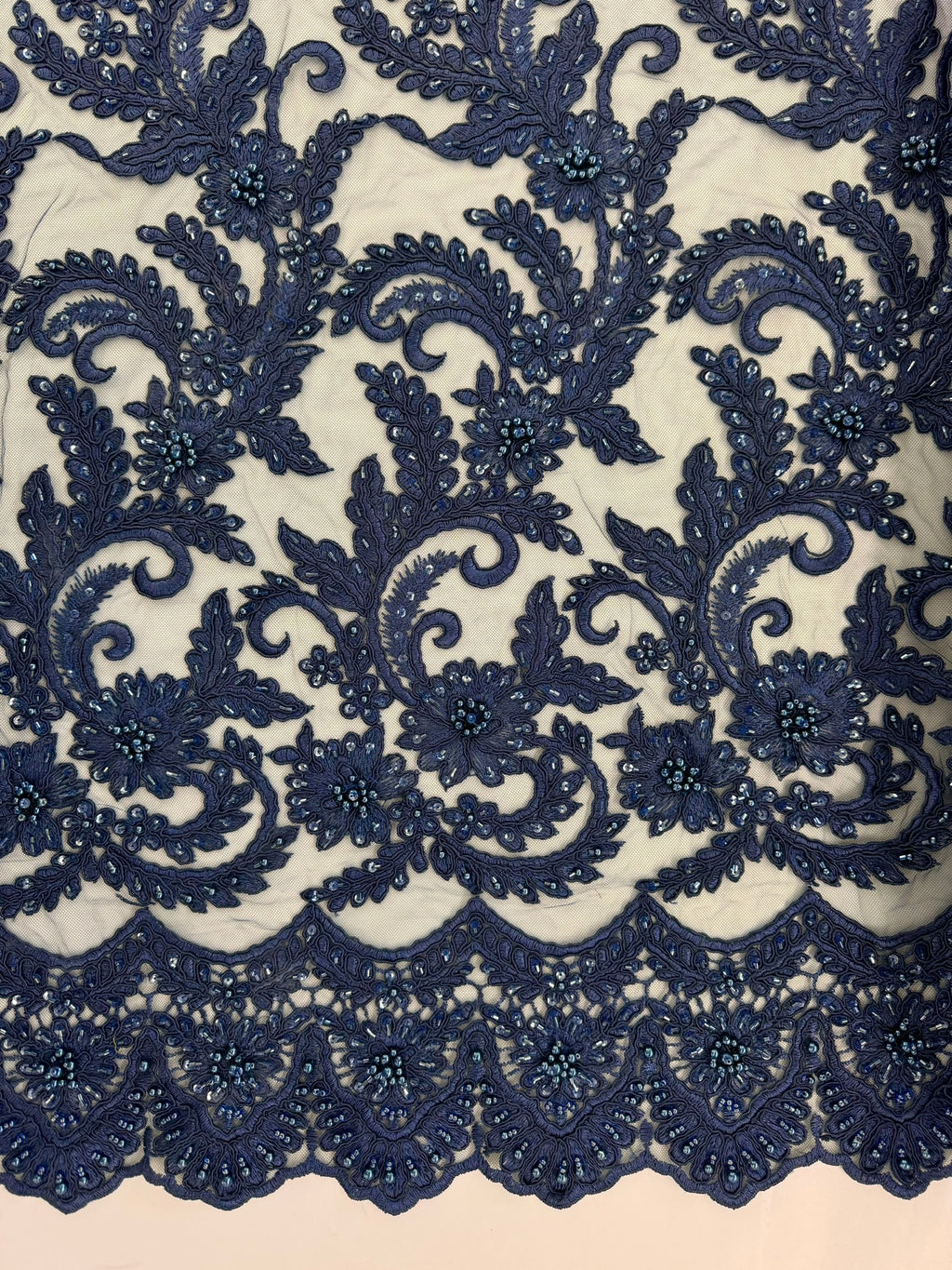 ML103 Floral Embroidery, Corded and Beaded Lace