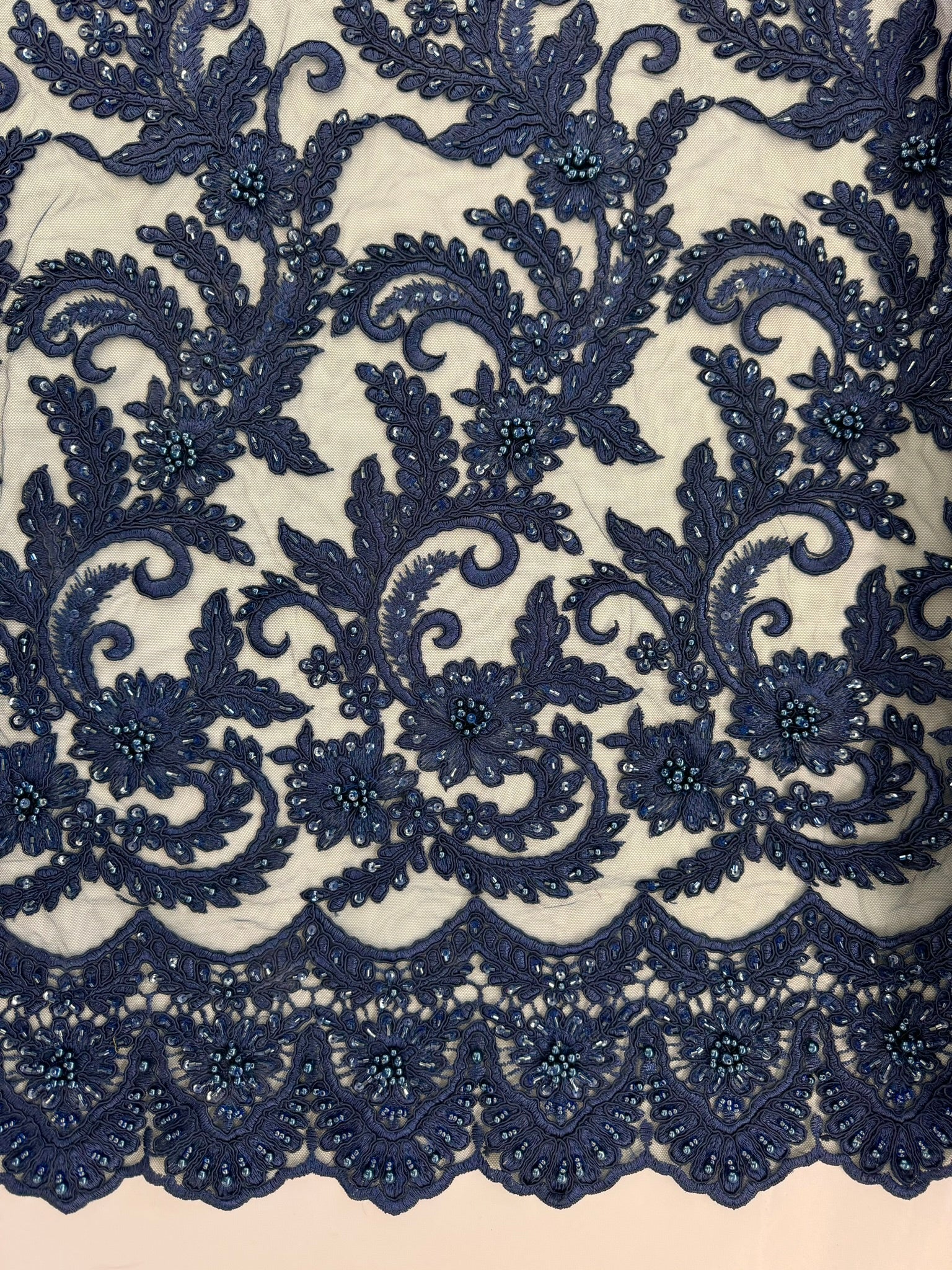 ML103 Floral Embroidery, Corded and Beaded Lace