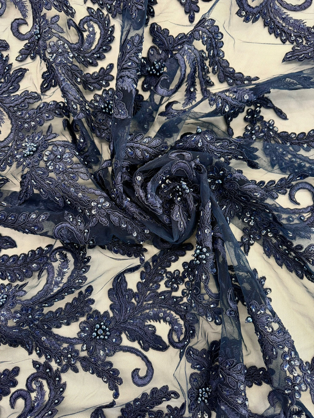 ML103 Floral Embroidery, Corded and Beaded Lace