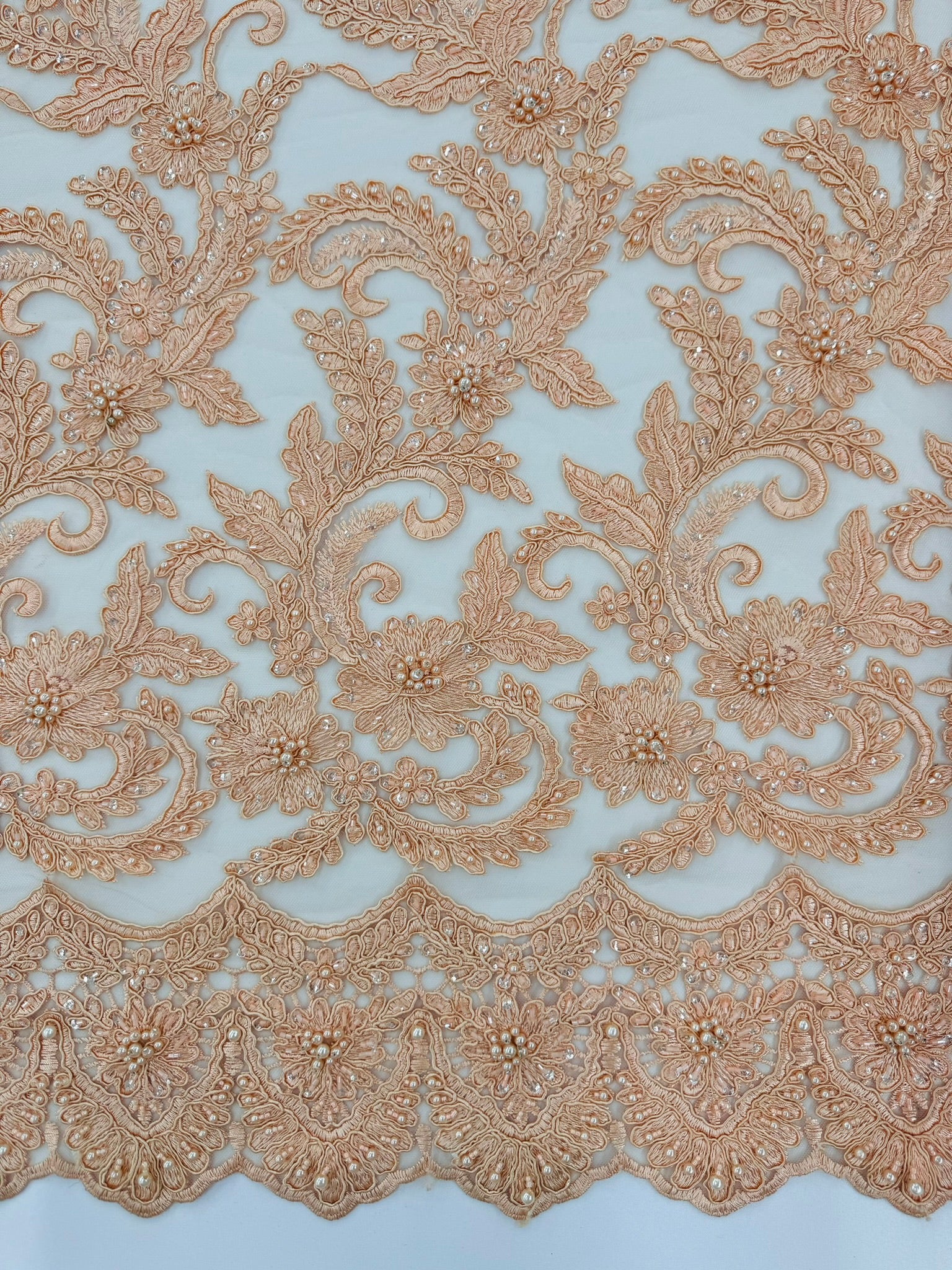 ML103 Floral Embroidery, Corded and Beaded Lace