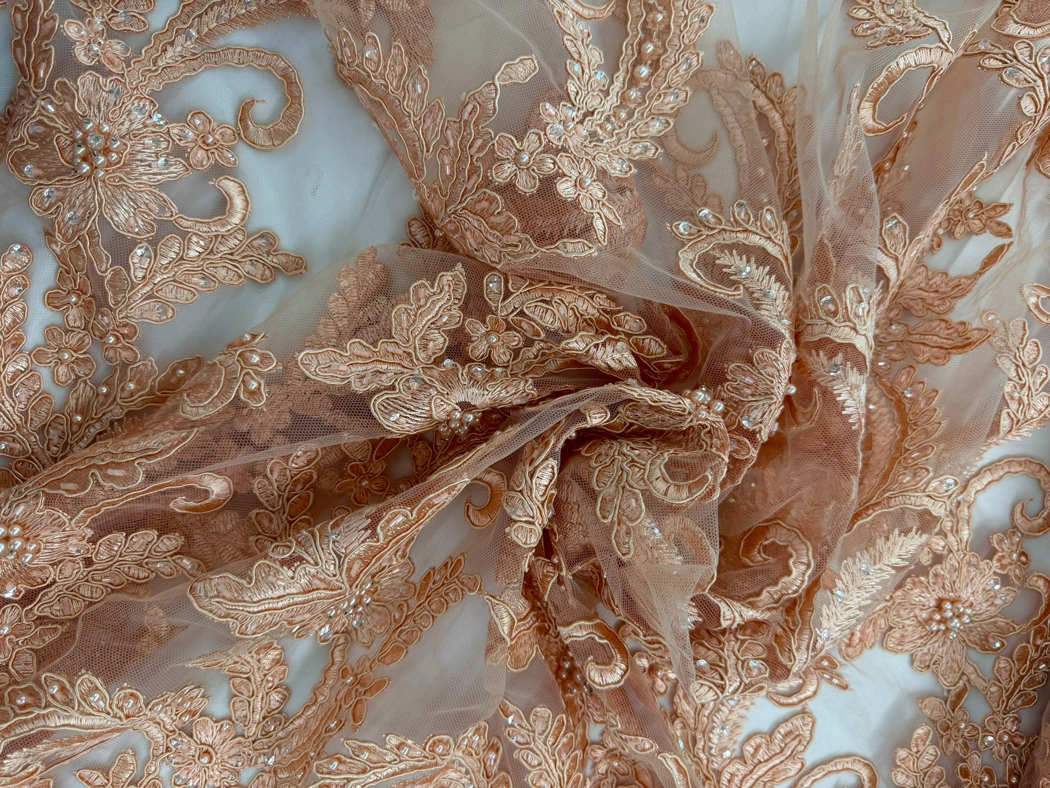 ML103 Floral Embroidery, Corded and Beaded Lace