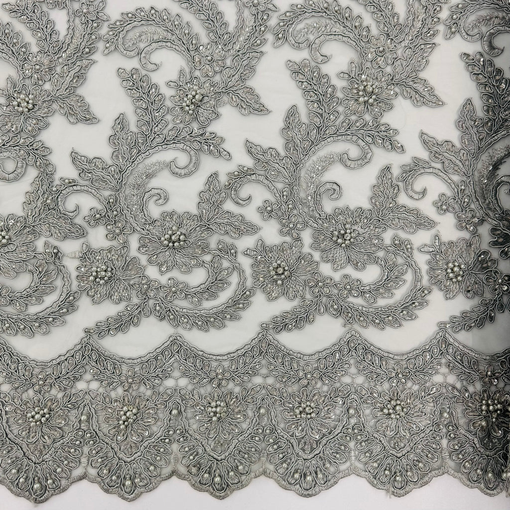 ML103 Floral Embroidery, Corded and Beaded Lace