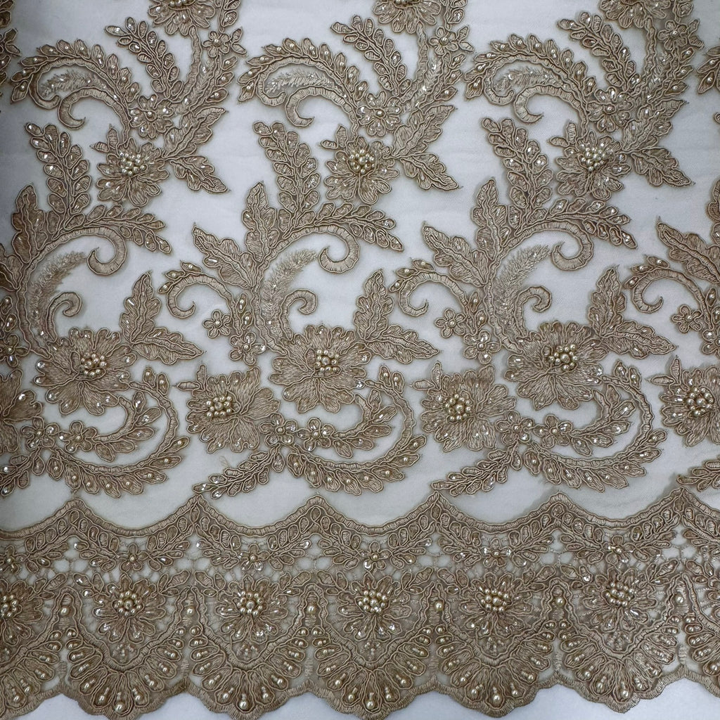 ML103 Floral Embroidery, Corded and Beaded Lace