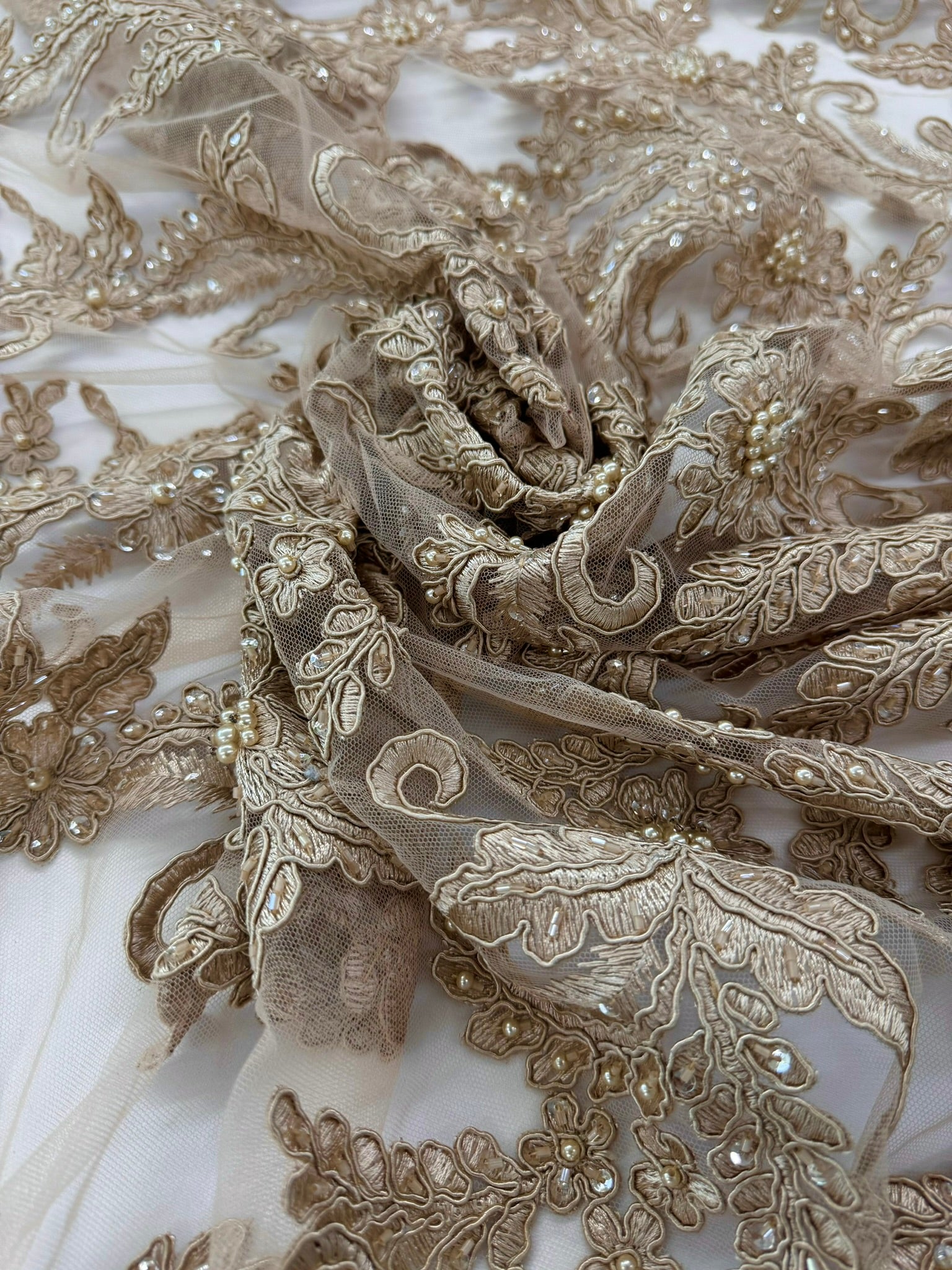 ML103 Floral Embroidery, Corded and Beaded Lace