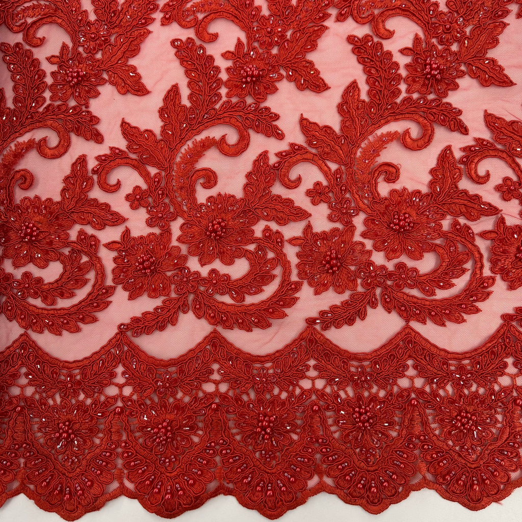 ML103 Floral Embroidery, Corded and Beaded Lace