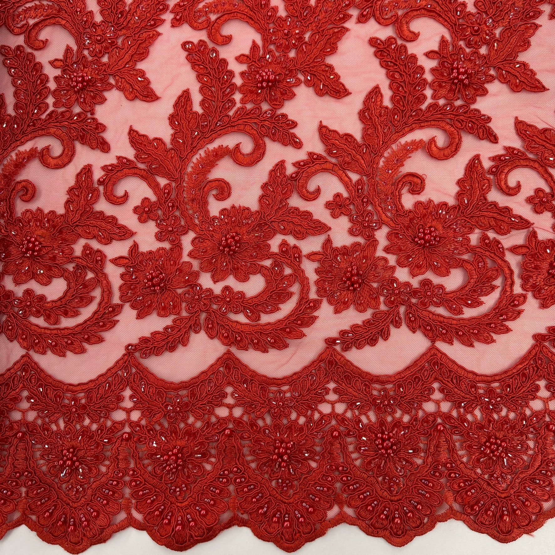 ML103 Floral Embroidery, Corded and Beaded Lace