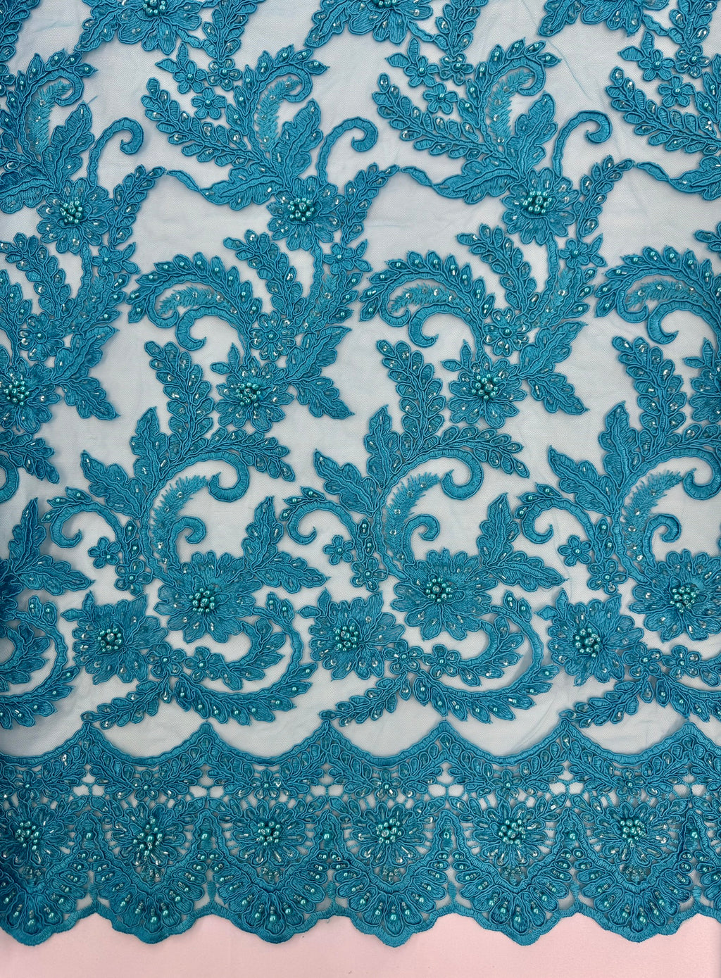 ML103 Floral Embroidery, Corded and Beaded Lace