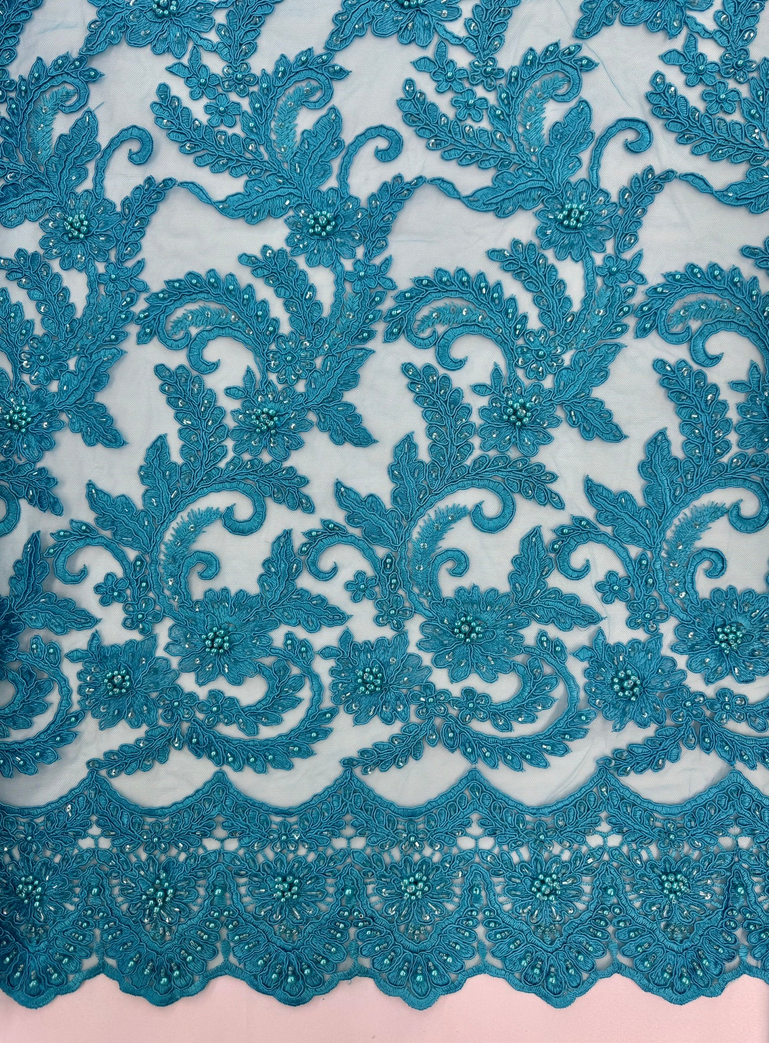 ML103 Floral Embroidery, Corded and Beaded Lace