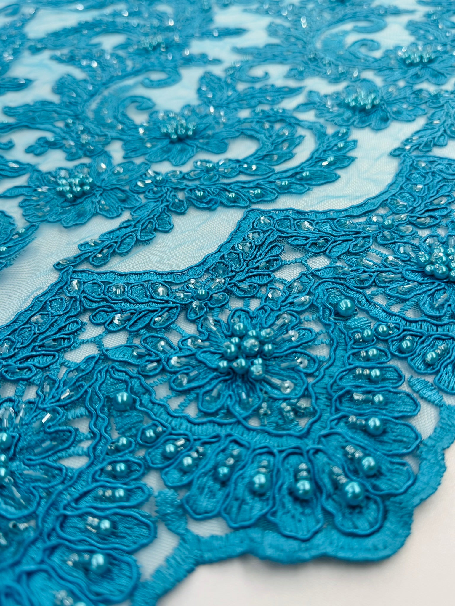 ML103 Floral Embroidery, Corded and Beaded Lace