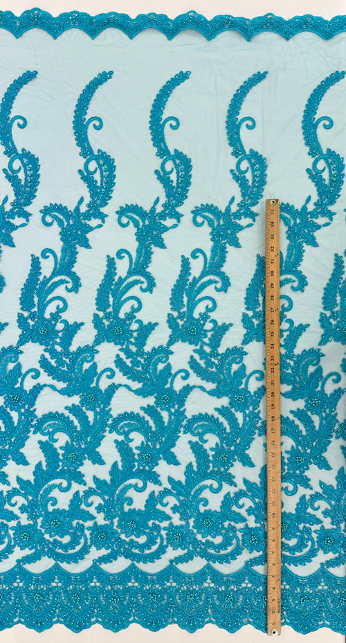 ML103 Floral Embroidery, Corded and Beaded Lace