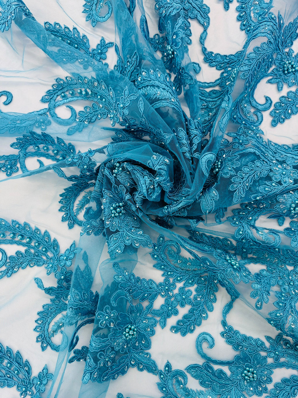 ML103 Floral Embroidery, Corded and Beaded Lace