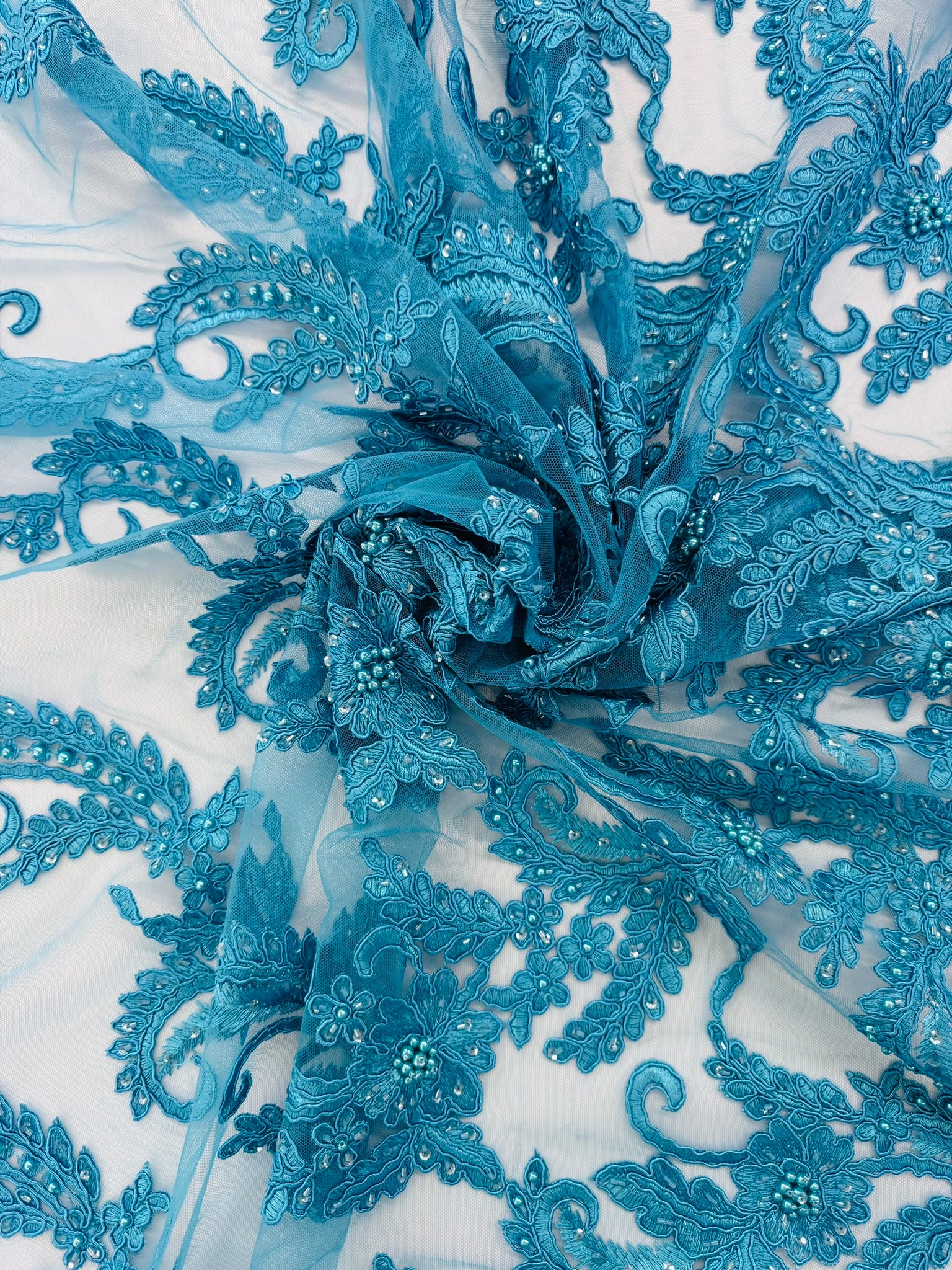 ML103 Floral Embroidery, Corded and Beaded Lace