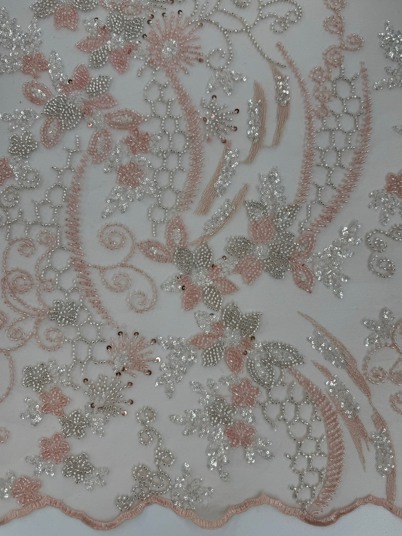 ML124 Floral Embroidery and Beaded Lace