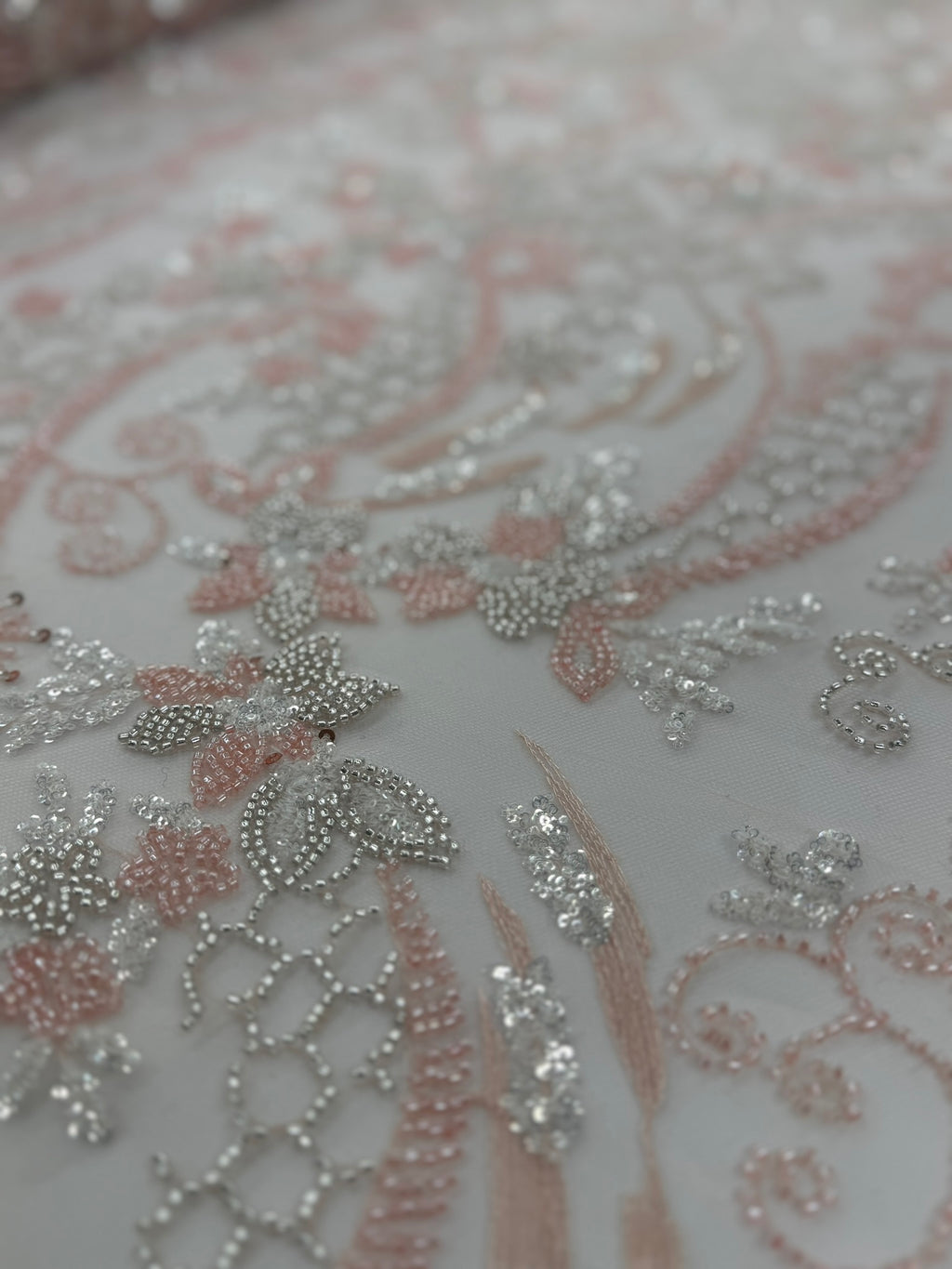 ML124 Floral Embroidery and Beaded Lace