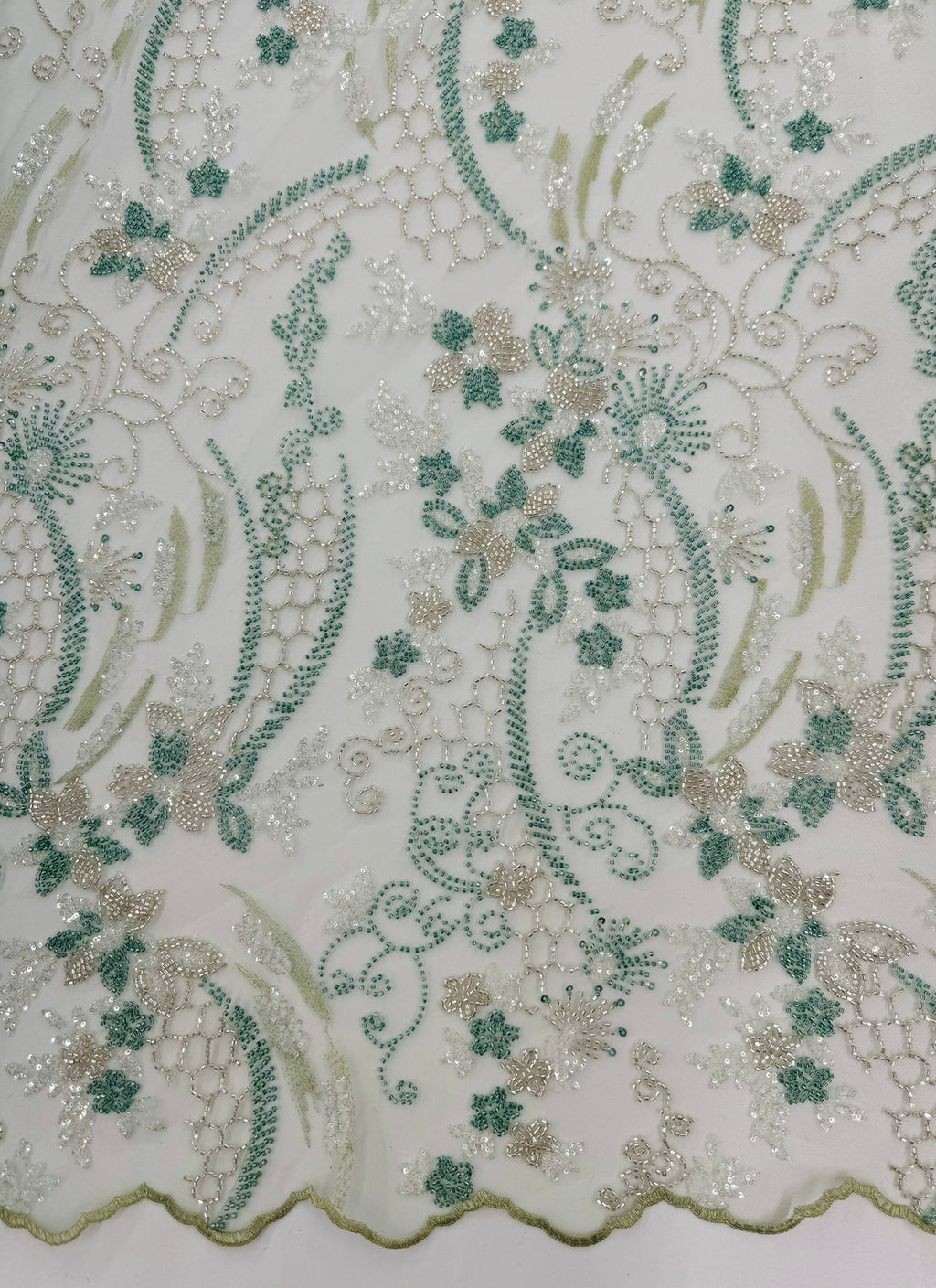 ML124 Floral Embroidery and Beaded Lace