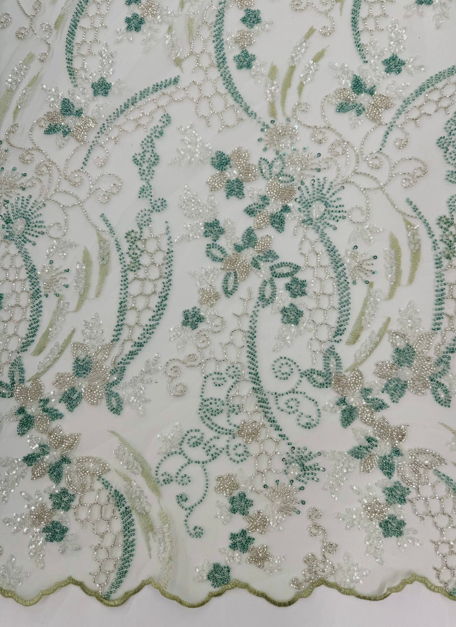 ML124 Floral Embroidery and Beaded Lace