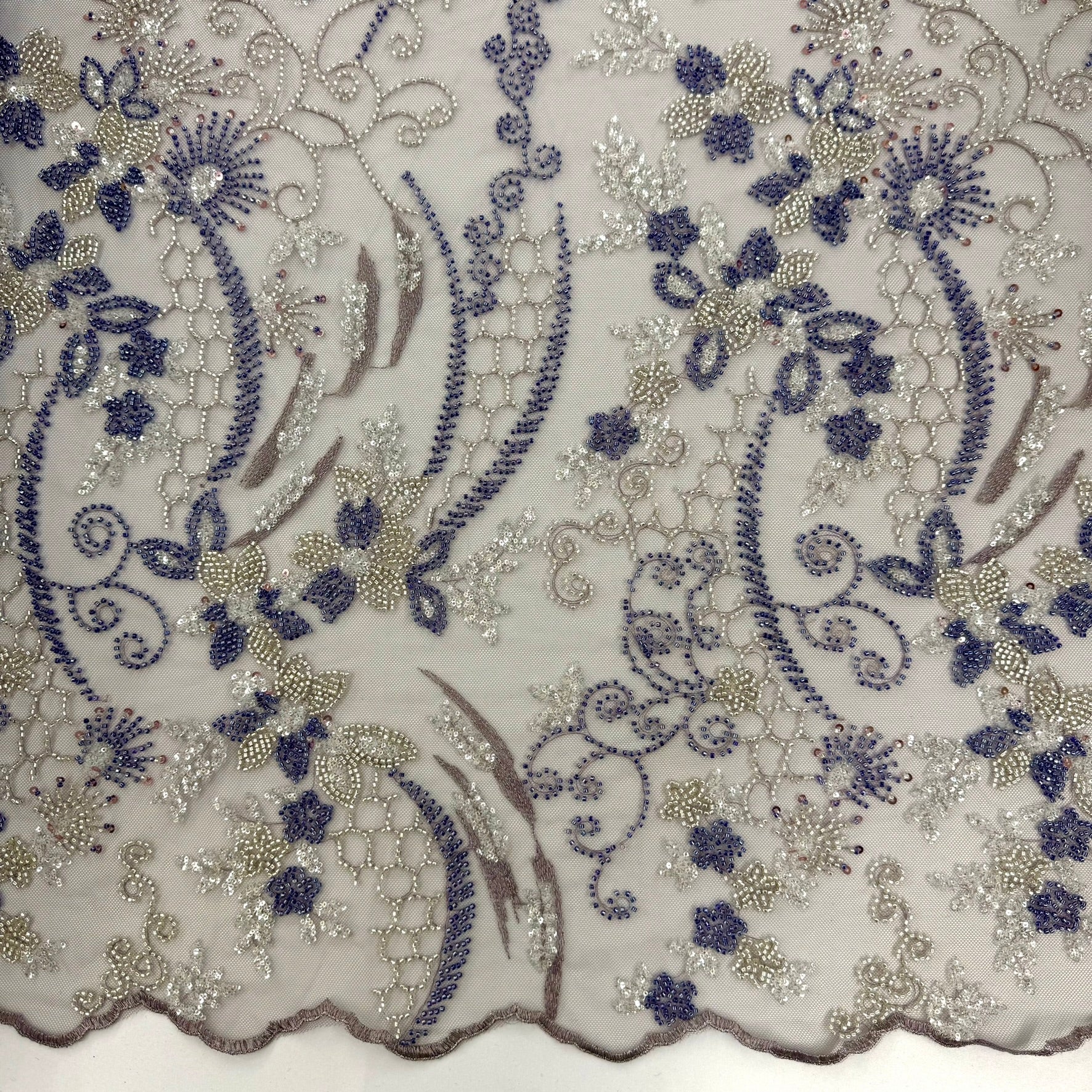 ML124 Floral Embroidery and Beaded Lace