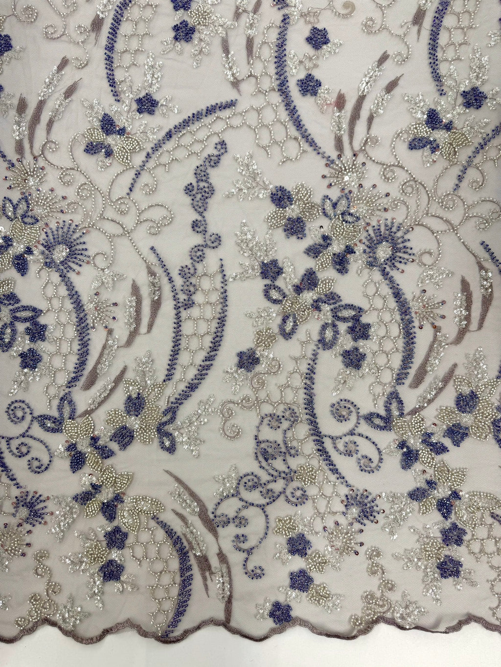 ML124 Floral Embroidery and Beaded Lace