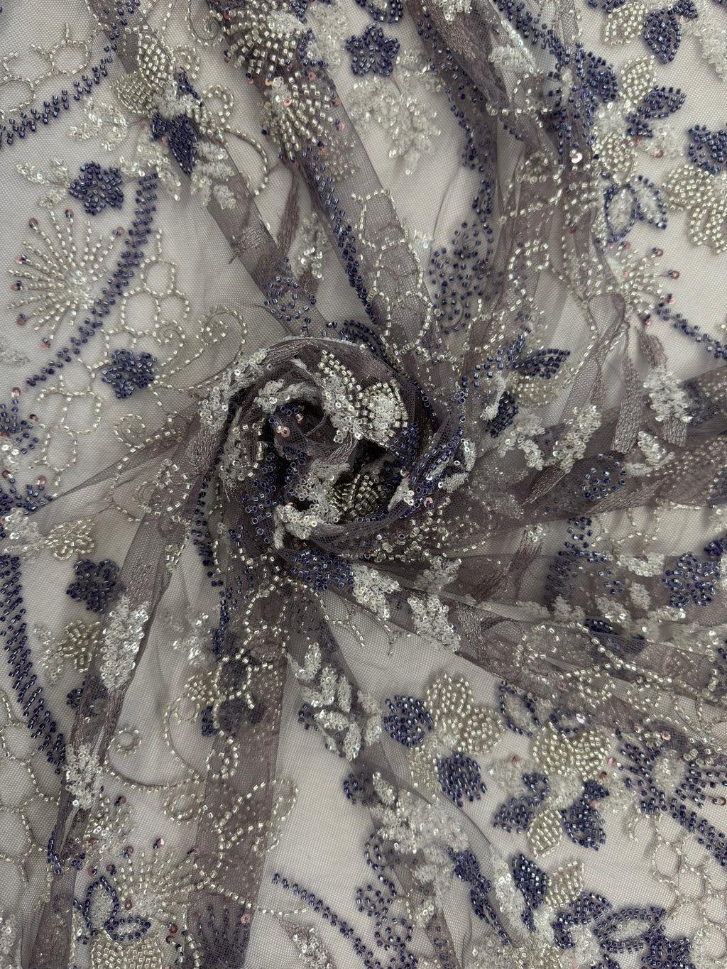 ML124 Floral Embroidery and Beaded Lace