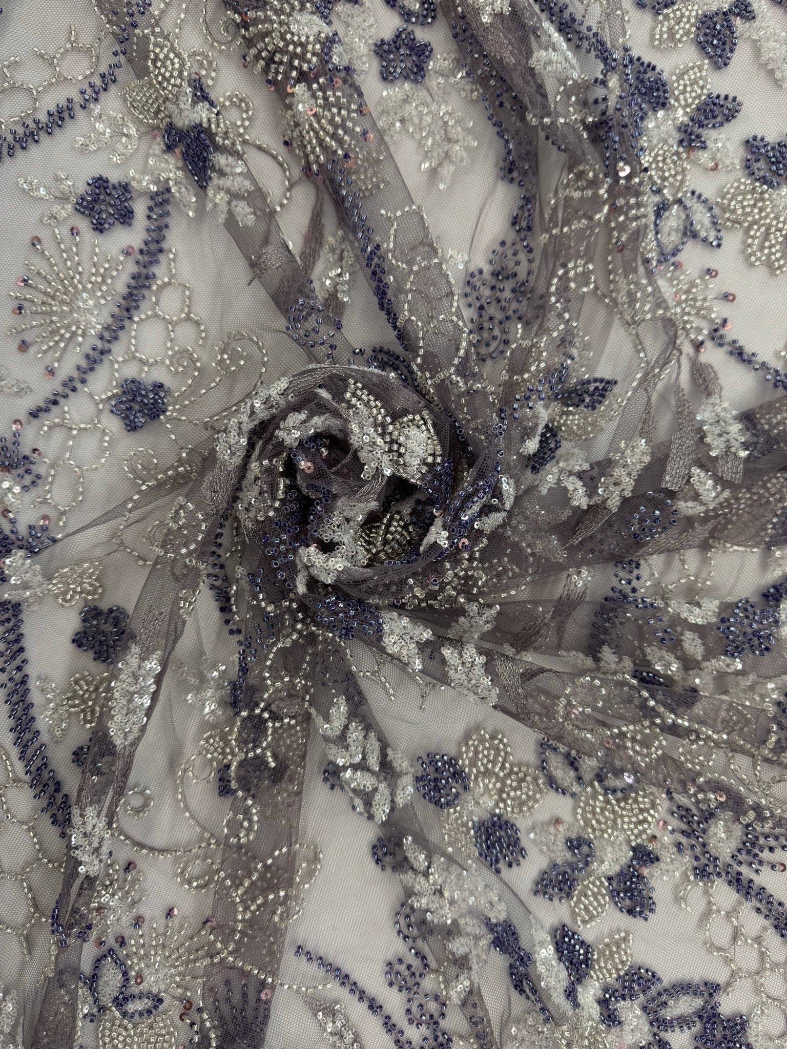 ML124 Floral Embroidery and Beaded Lace