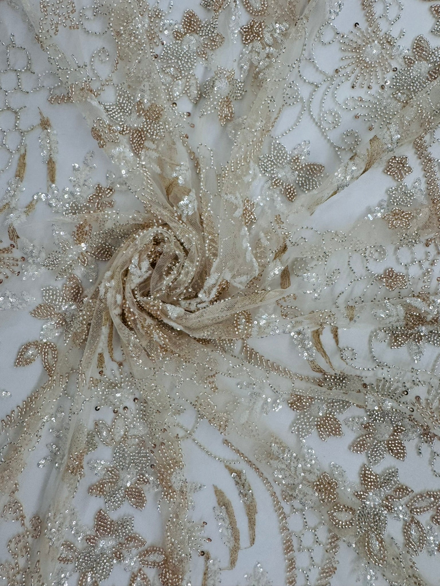 ML124 Floral Embroidery and Beaded Lace