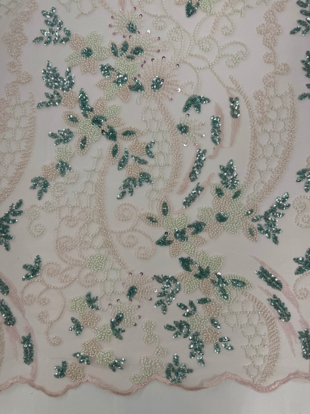 ML124 Floral Embroidery and Beaded Lace