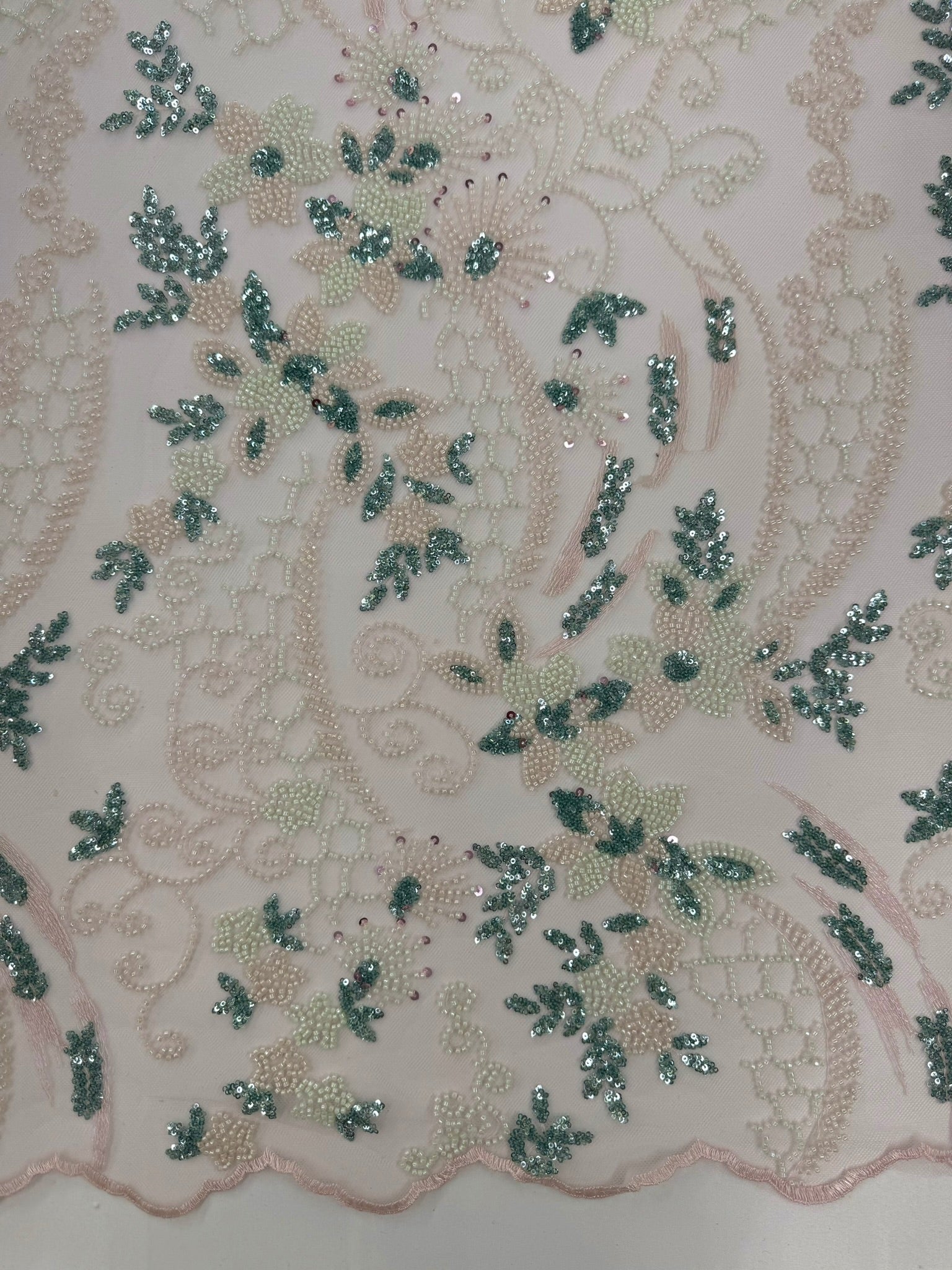 ML124 Floral Embroidery and Beaded Lace