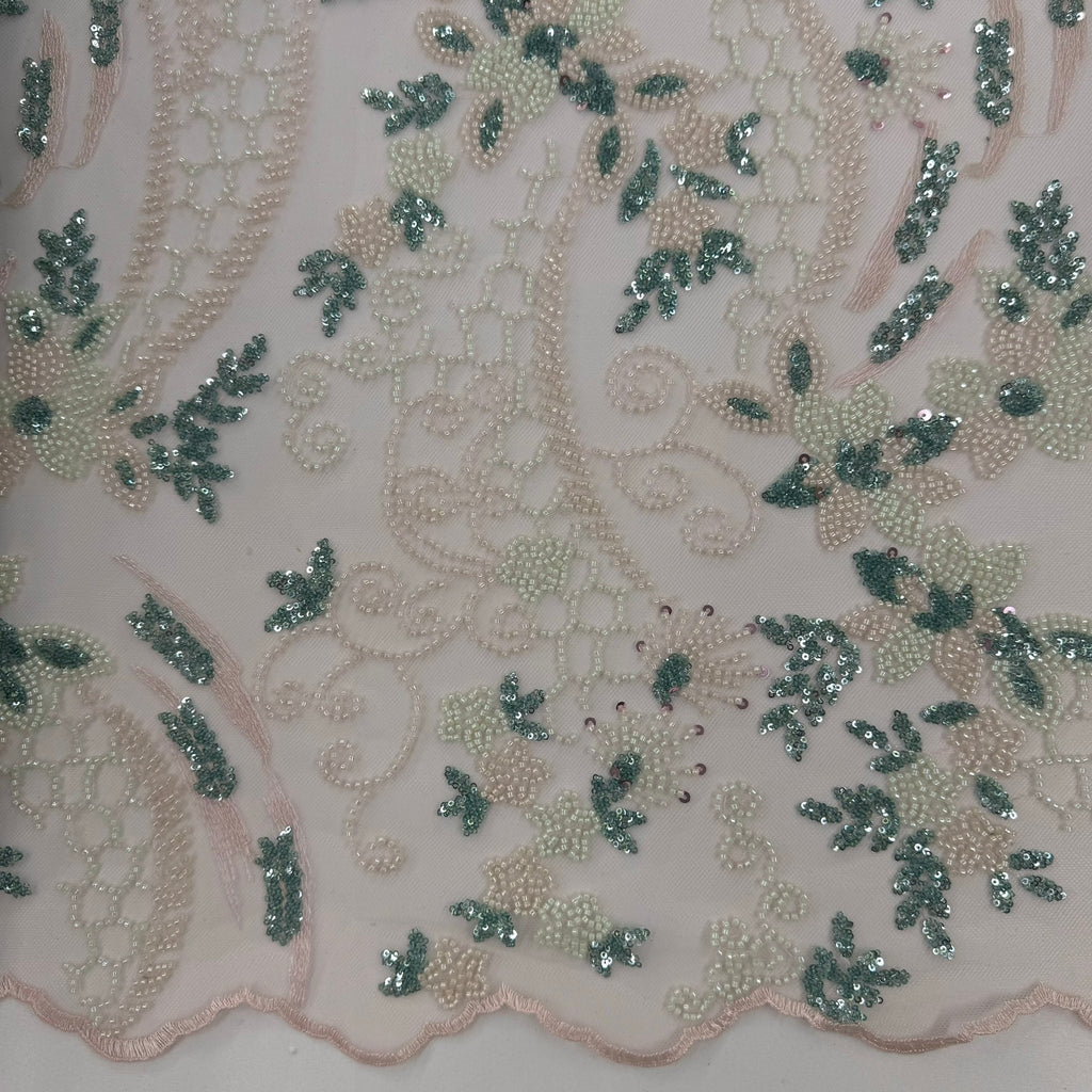 ML124 Floral Embroidery and Beaded Lace