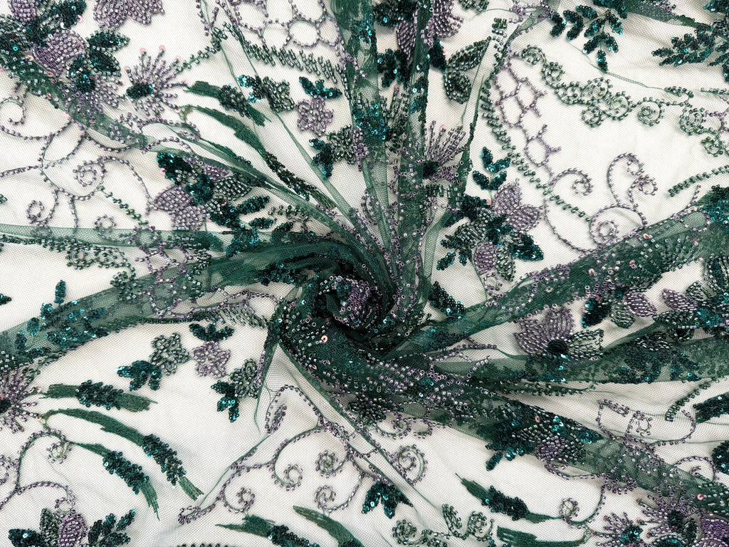 ML124 Floral Embroidery and Beaded Lace