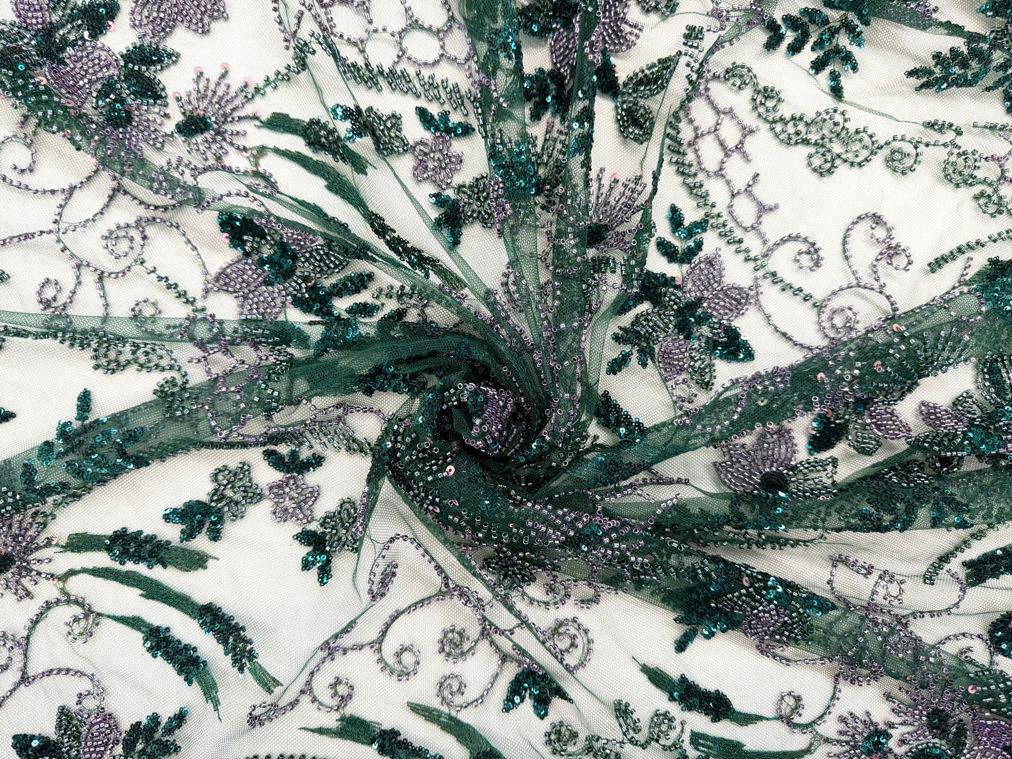 ML124 Floral Embroidery and Beaded Lace