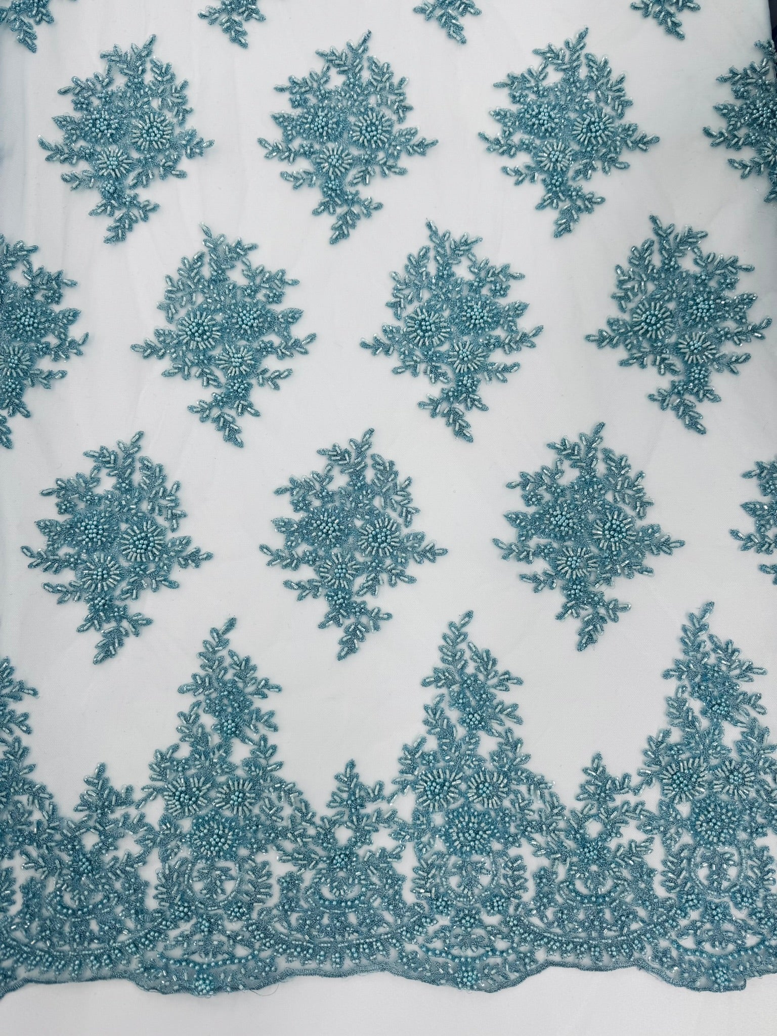 ML122 Floral Embroidery and Beaded Lace