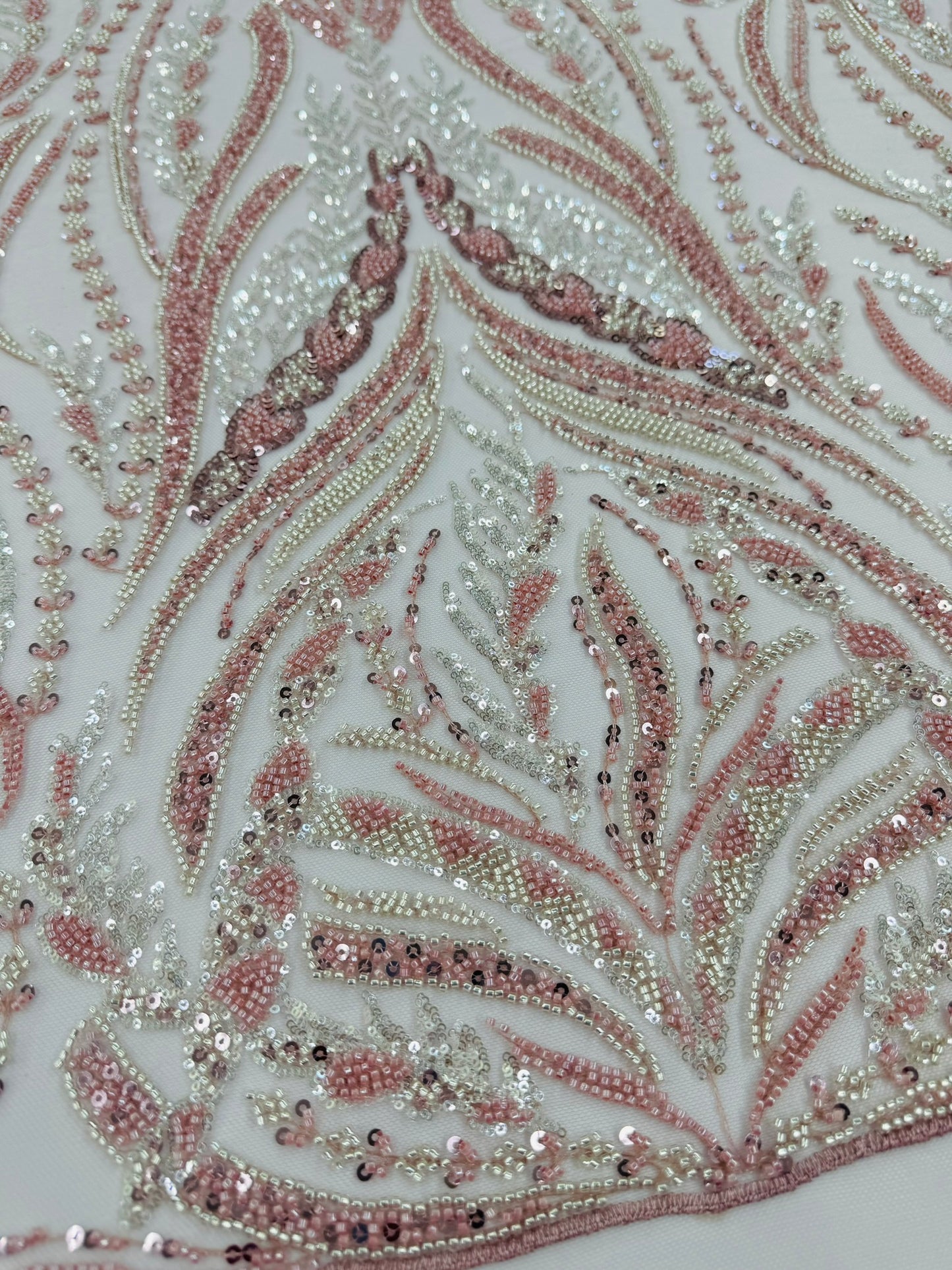 ML125 DUSTY ROSE Embroidery and Beaded Lace