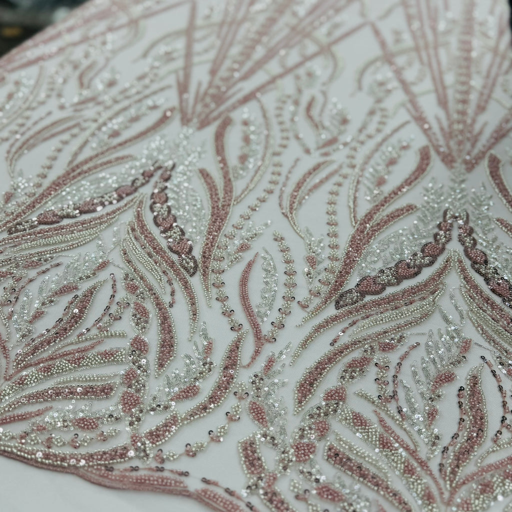 ML125 DUSTY ROSE Embroidery and Beaded Lace