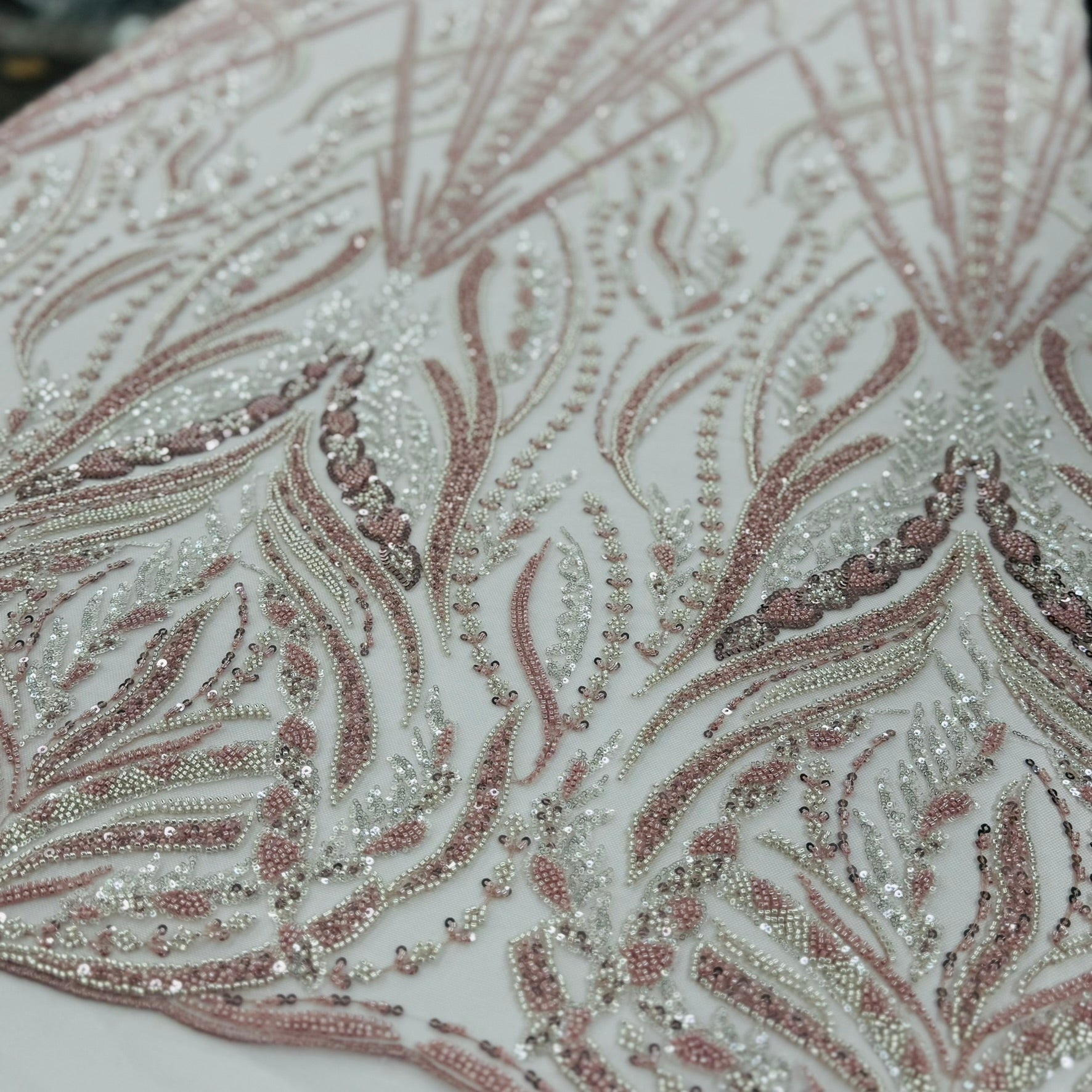 ML125 DUSTY ROSE Embroidery and Beaded Lace