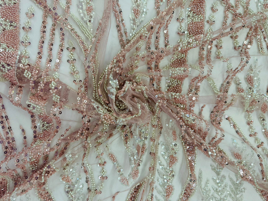 ML125 DUSTY ROSE Embroidery and Beaded Lace