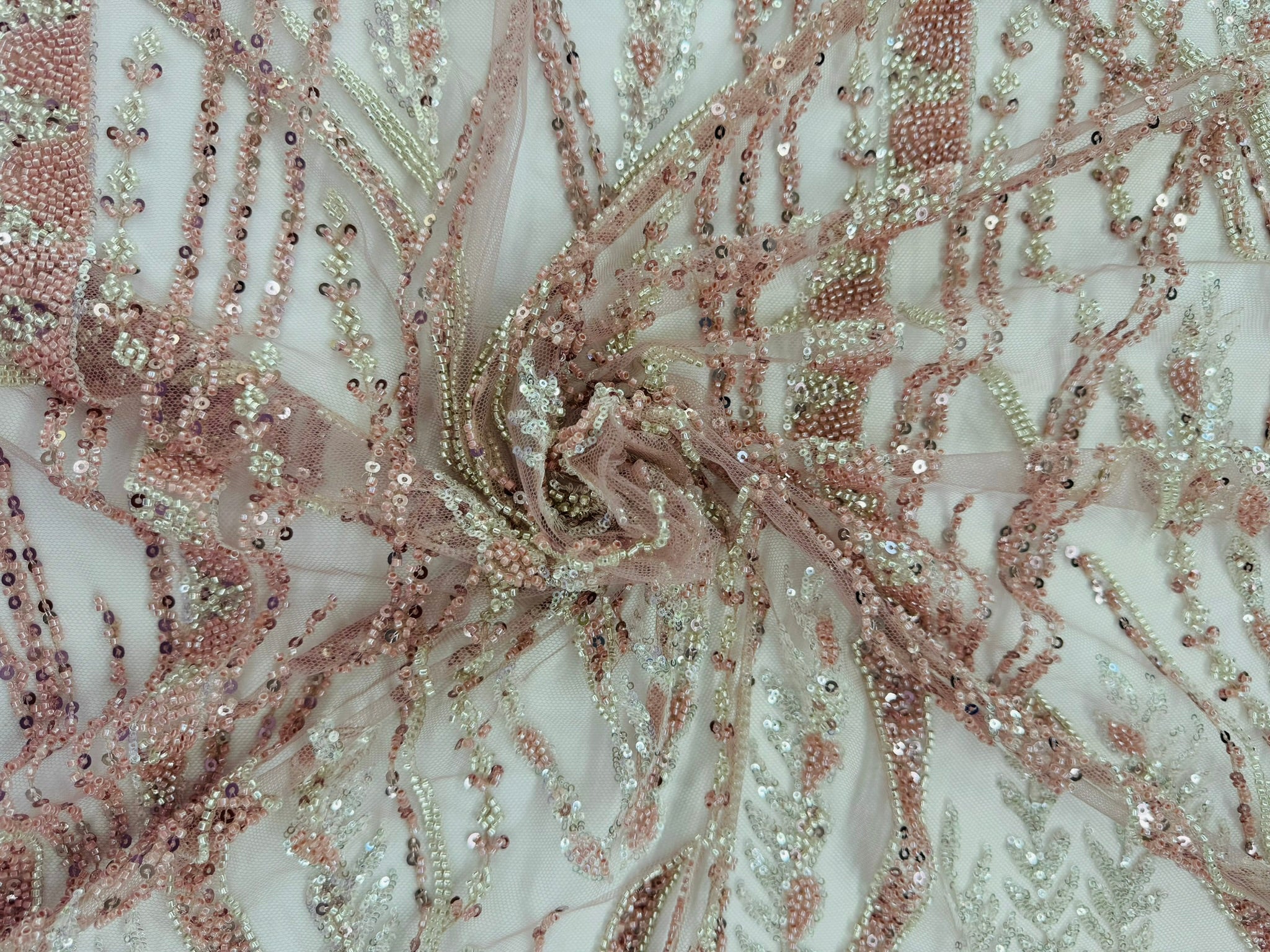 ML125 DUSTY ROSE Embroidery and Beaded Lace