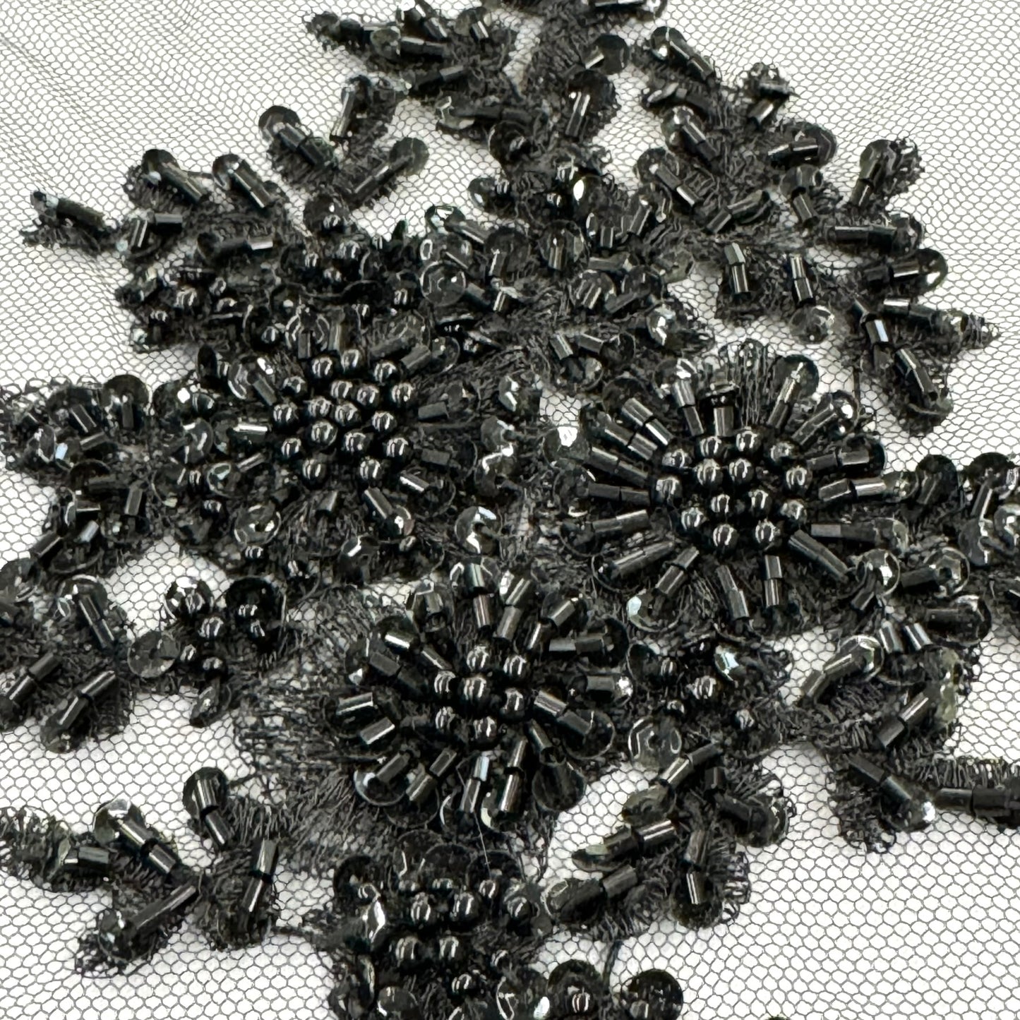 ML122 BLACK Floral Embroidery and Beaded Lace