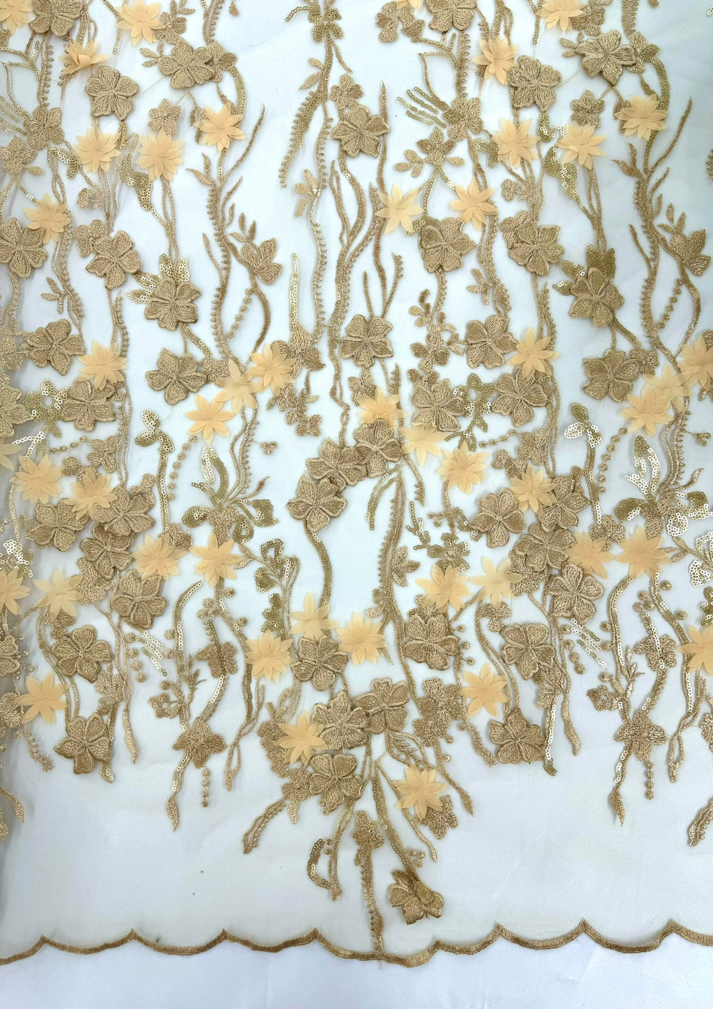 ML123 GOLD 3D Floral Embroidery Lace