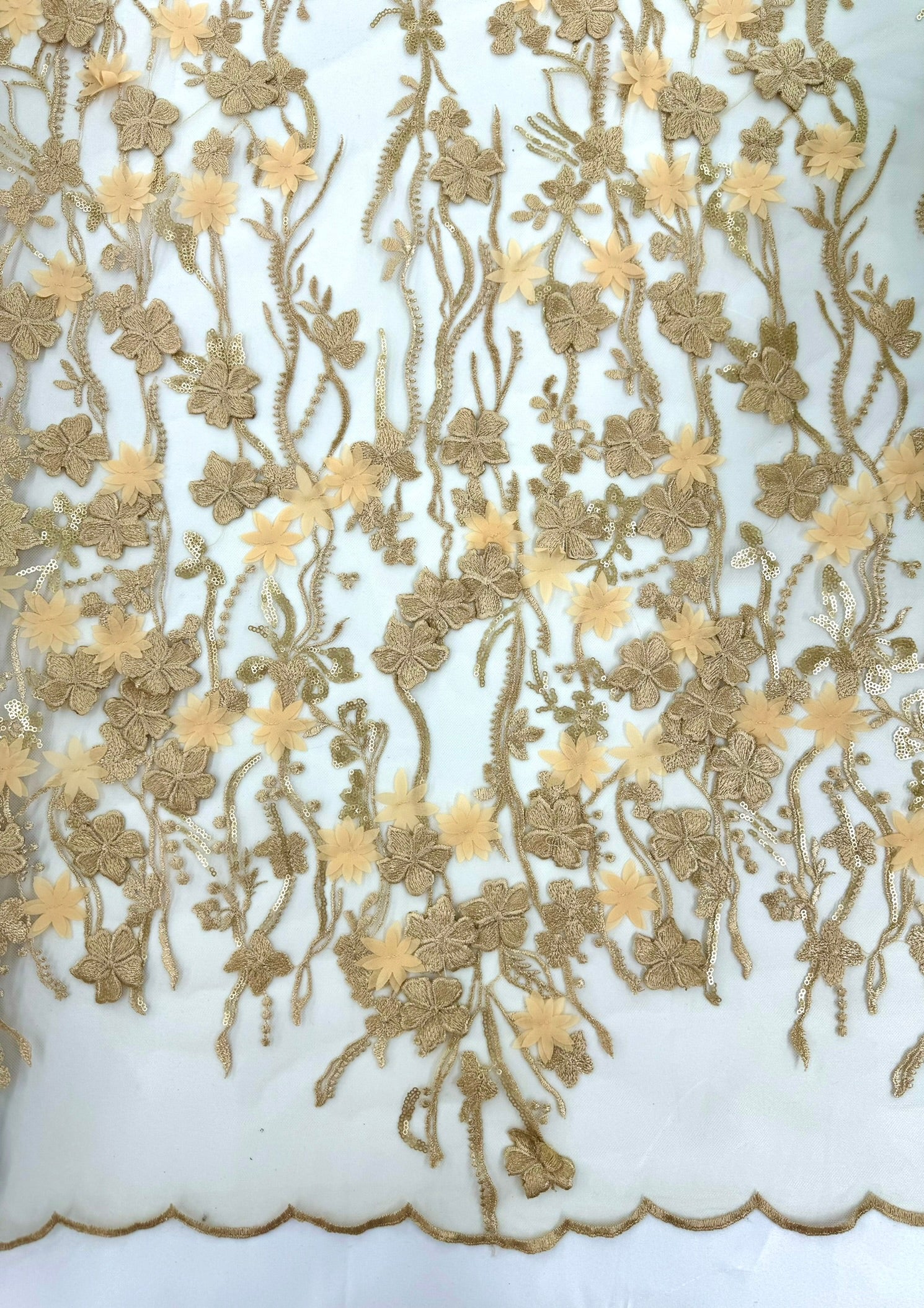 ML123 GOLD 3D Floral Embroidery Lace