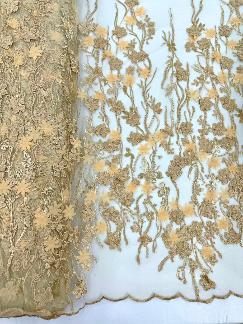 ML123 GOLD 3D Floral Embroidery Lace