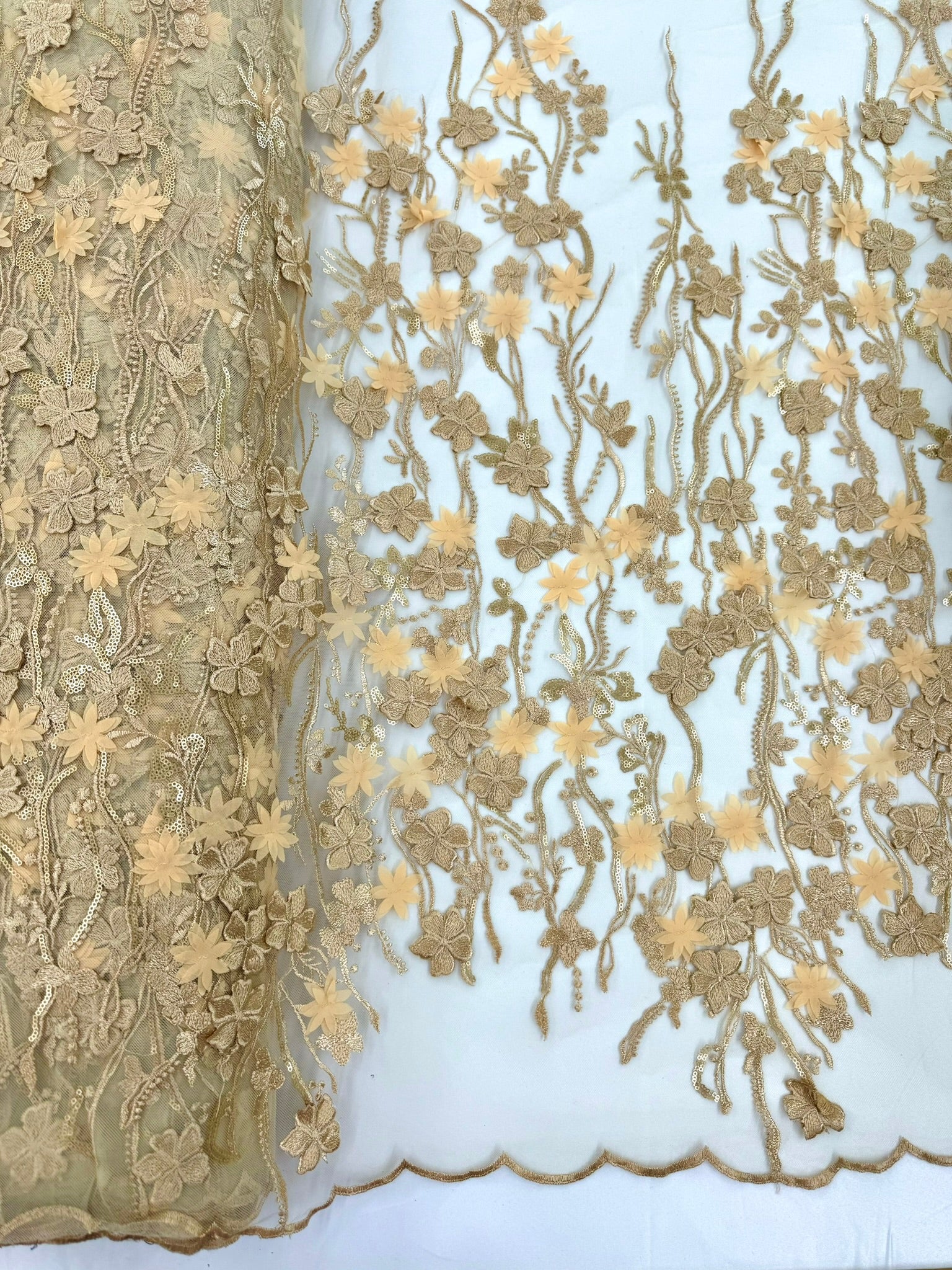 ML123 GOLD 3D Floral Embroidery Lace