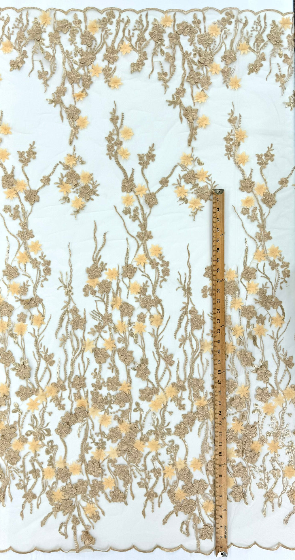 ML123 GOLD 3D Floral Embroidery Lace