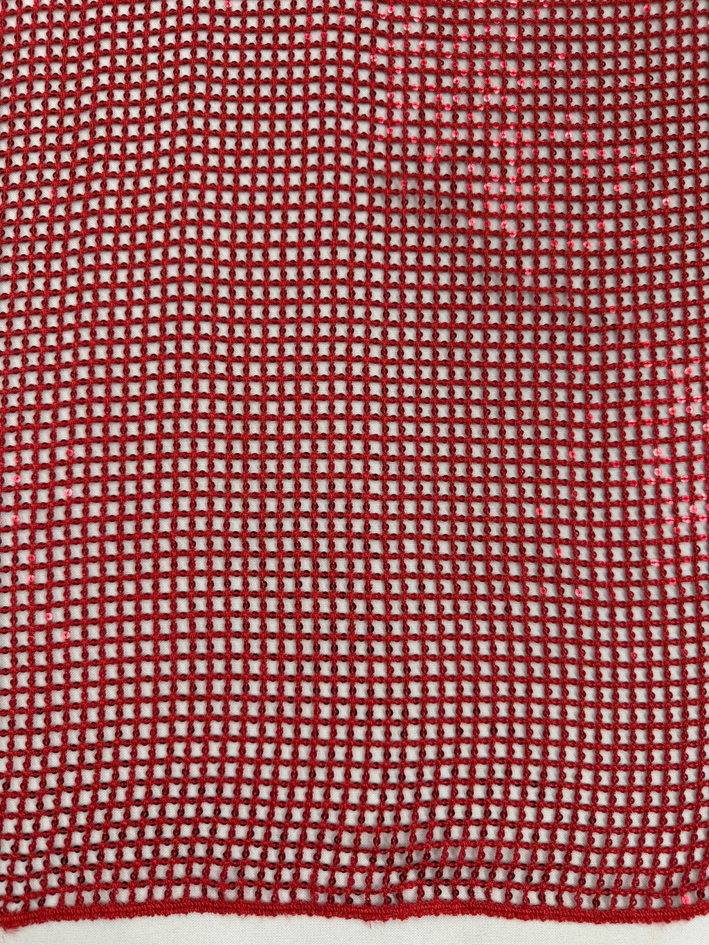 ML160 Red Sequin Diamond Mesh Fabric