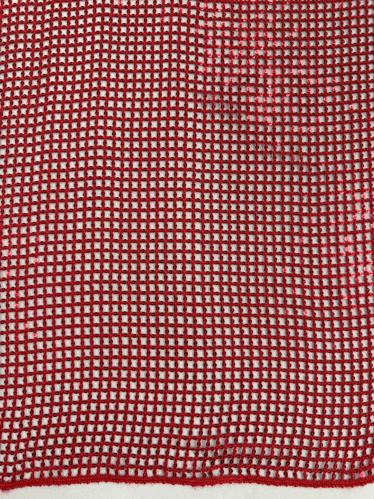 ML160 Red Sequin Diamond Mesh Fabric