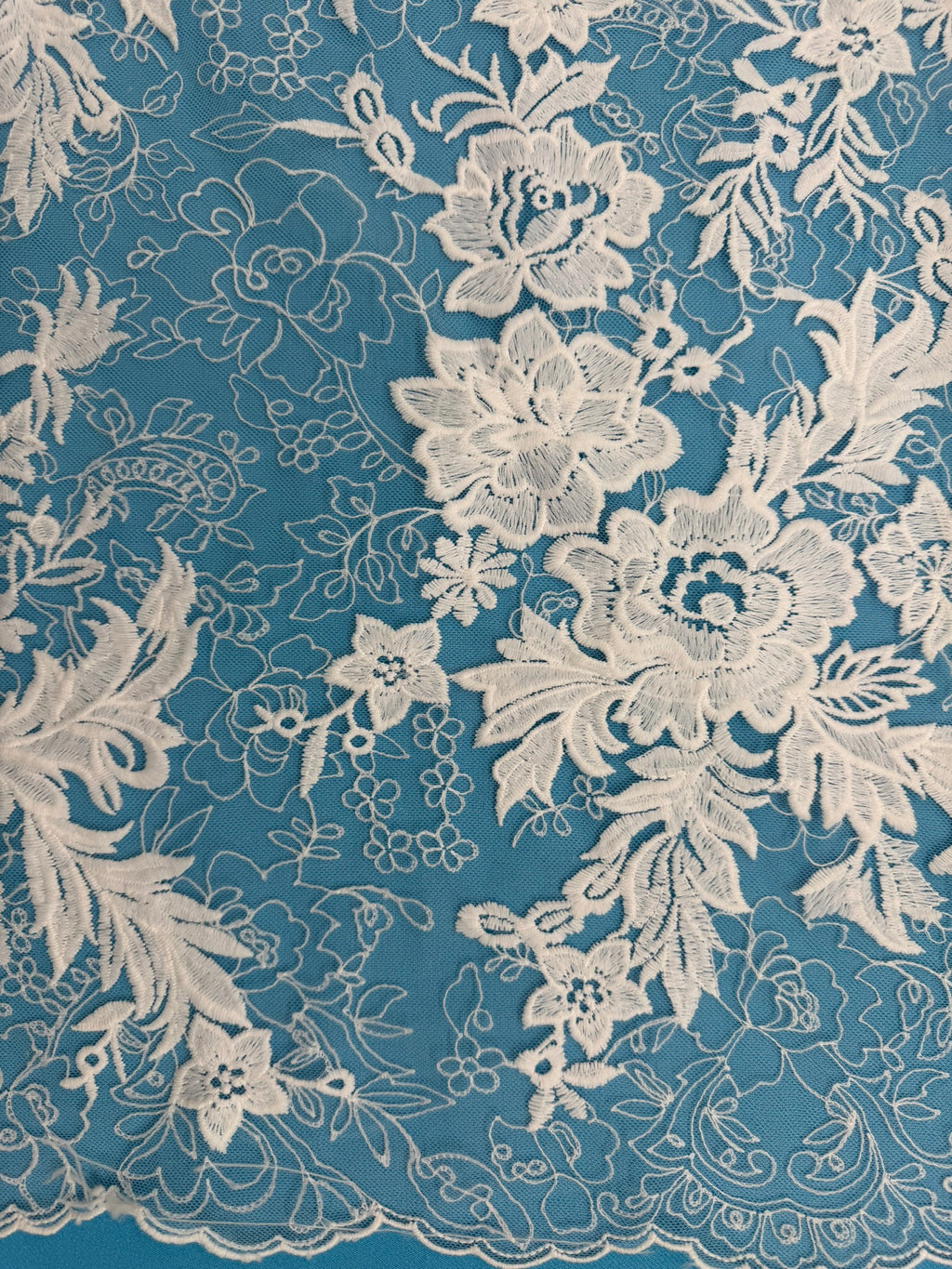 ML158 WHITE Floral Lace Embroidery