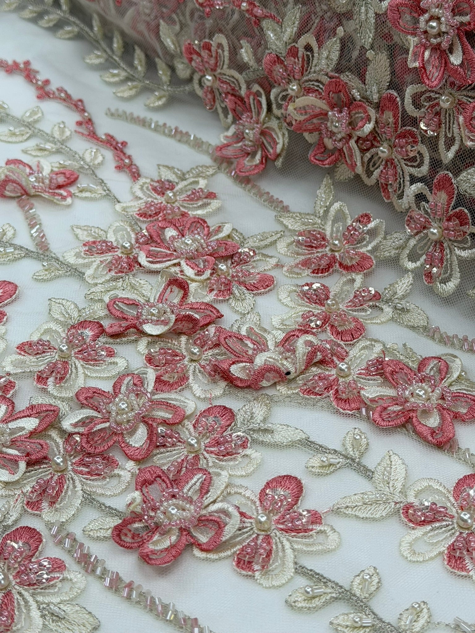 ML 159 3D Floral Embroidered and Beaded Lace