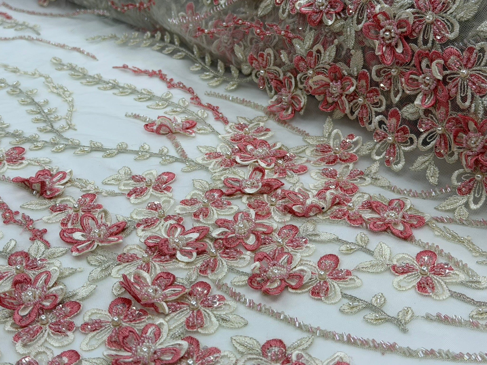 ML 159 3D Floral Embroidered and Beaded Lace